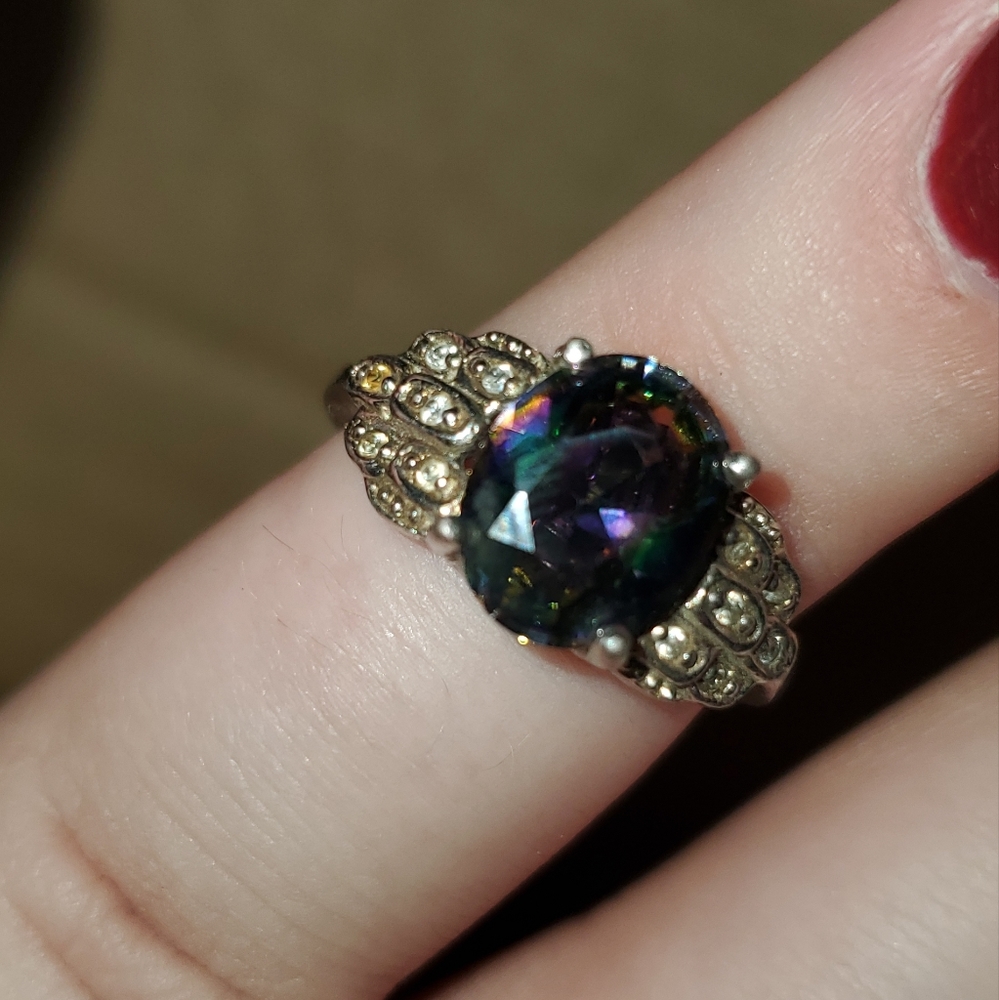 Sterling Silver ring with a peacock stone